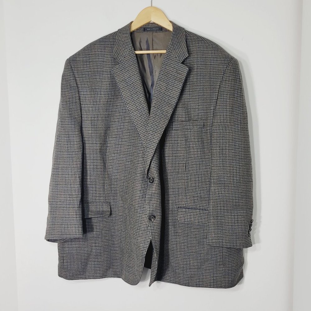 Lauren Ralph Lauren Houndstooth Suit Jacket Blazer 100% Wool Lined Mens 54R